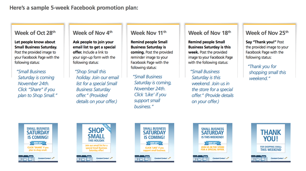 Sample 5-week Facebook Promotion Plan
